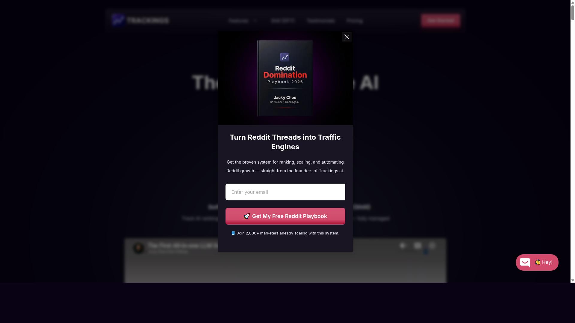 Trackings.ai website