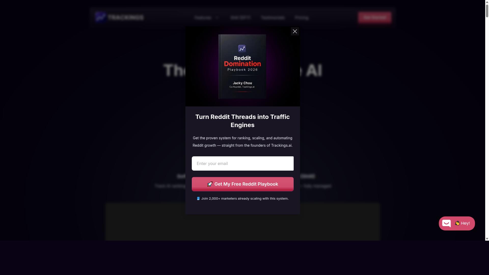 Trackings.ai website
